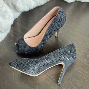 Lauren Lorraine Black Sparkling Heels